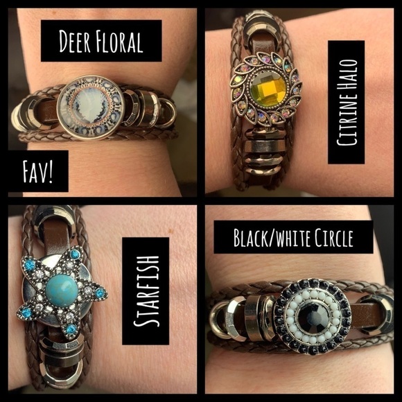 Leather Bracelet Ginger Button Snaps Pick 2 Brown - Picture 7 of 8